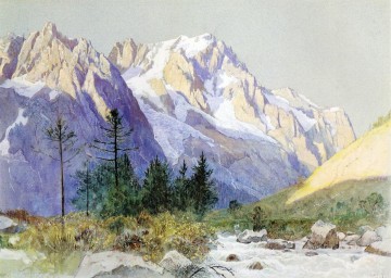 Mountain Painting - Wetterhorn from Grindelwald Switzerland scenery William Stanley Haseltine Mountain